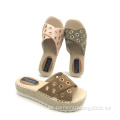 Damen Espadrilles Open Tobe Slide Slipper Plattform Sandalen